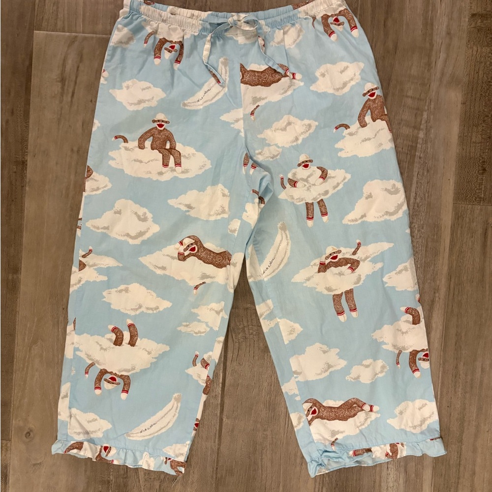 Nick & Nora Cotton Sock Monkey Cloud Pajama Set Size Small - Picture 8 of 12